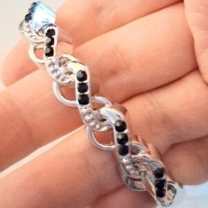 Bracelet Silver Rhinestones Adjustable Women Girls Teen